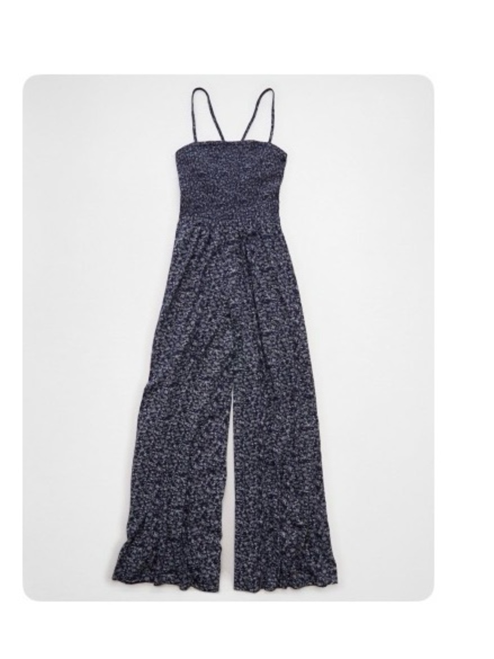 American Eagle Outfitters Navy Floral Smocked Wide-Leg Romper